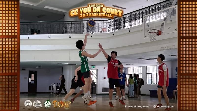 Students playing basketball during the CES CE You on Court event